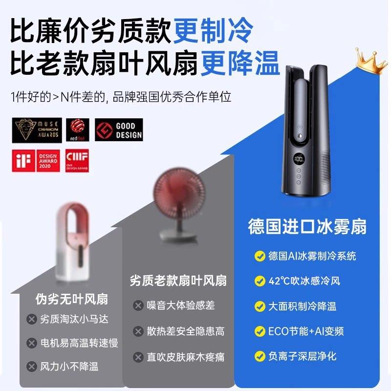 无叶扇20用26新款电风扇制冷家落地超静音小桌面卧室婴风儿摇头型
