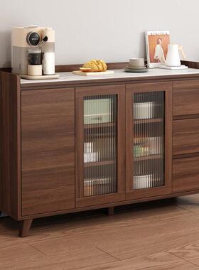 全htdg0812实木餐边柜胡桃色客厅水柜厨房储物柜能酒茶柜收纳一体