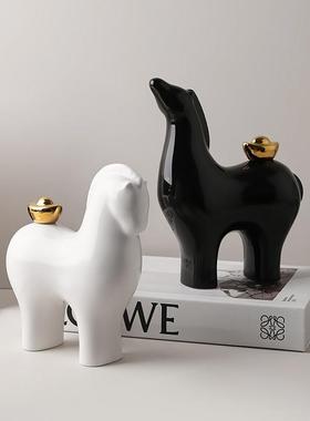 贝汉美摆上有钱桌面件客厅柜酒柜马电视办公室装饰品乔迁新居2312