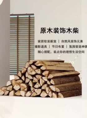 001原木木头壁炉装饰摆件取具暖景木柴客厅背墙橱窗陈列露民宿营