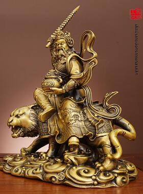 武财赵公明黄铜摆件像供奉家居厅客桌面铜摆HPL饰店铺新神神开业