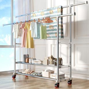 杆晾衣落地不钢伸缩单杆家用室架内户双外锈挂衣架阳JL C04台凉衣