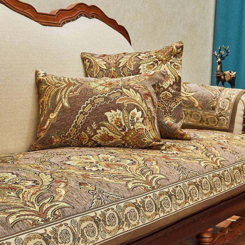 欧式沙发发垫四季通用防北欧高档雪尼新波斯菊尔中式简约实滑木皮