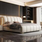 纳x帕真皮床卧室双人1.床82米现代简约双人2.000 床 意式 米收2纳