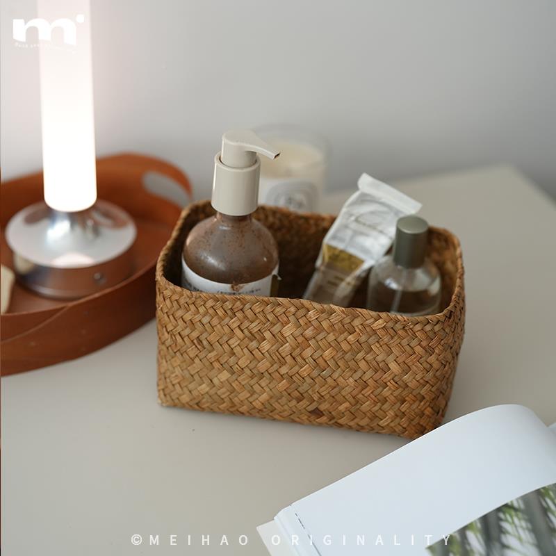日天式ins然草纸巾盒纯手工海编织抽纸盒客厅卧室书桌家用纸巾套