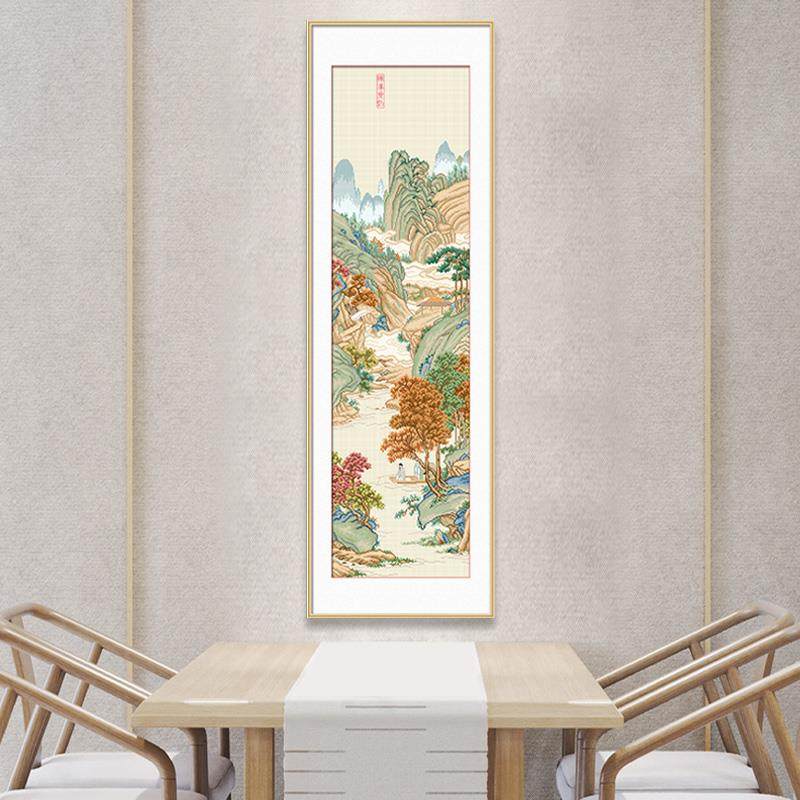 十字绣2线024年新款线绣棉客厅办山公室Y6121207水挂画自己绣溪枫