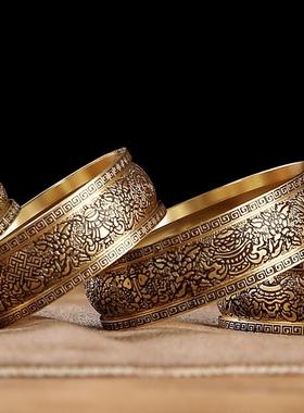 黄铜式供曼扎盘盘彷尼泊尔藏曼铜小号曼盘八吉达祥居家修供奉曼茶