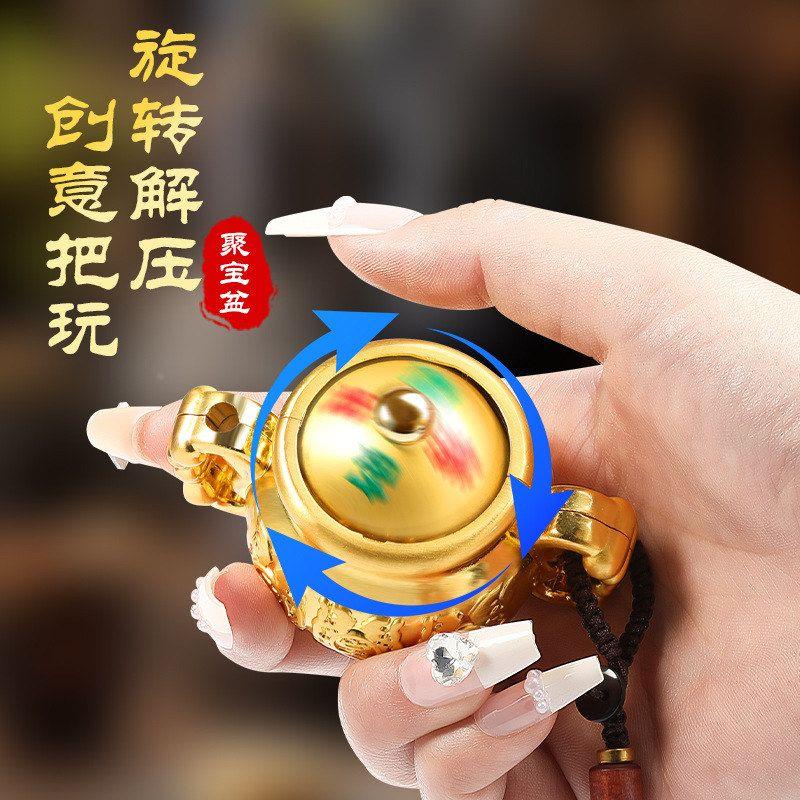 把壶打火机把旋转Q解压金属防蓝摆焰聚宝盆招财打牌赢手把风件件