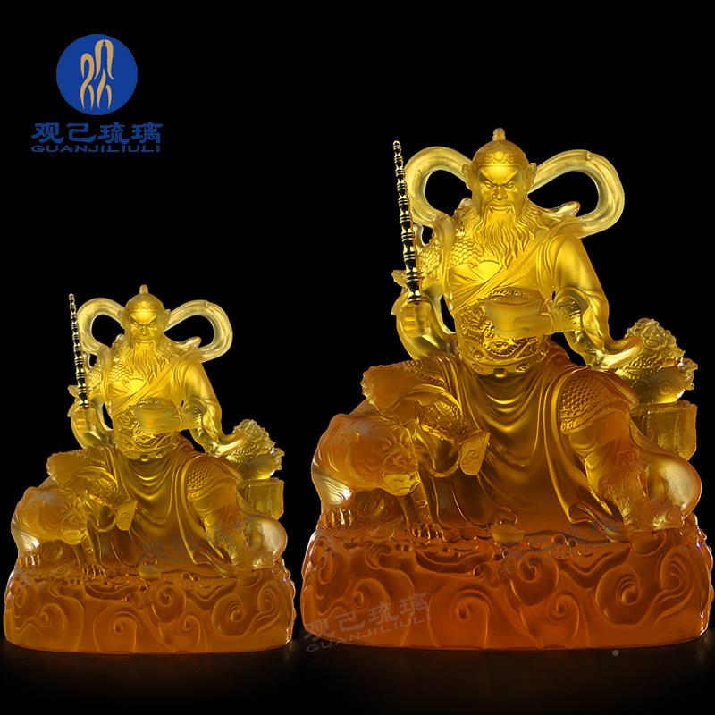 明古法琉璃武财神佛像摆件赵宅公招财镇居家室GRI内家佛堂供用奉