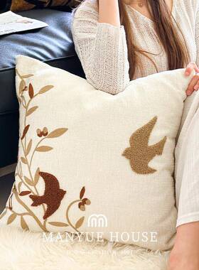 发蔓越家NT-2359 竹影客燕归 新中式厅沙抱枕靠垫样板间枕抱枕套