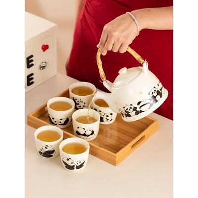 唐诚新结婚礼品熊猫乔茶壶迁生娘日结婚HQ202411礼盒茶具用感实人