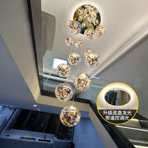 新个款别墅楼梯中空长吊8700灯厅创寓意性挑高小复式楼loft公挑空