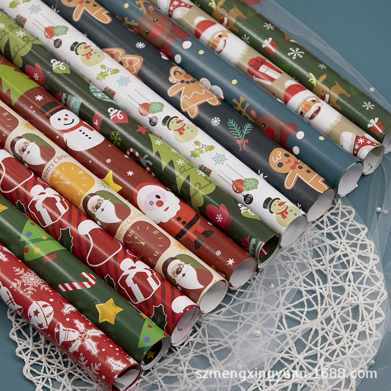 80g新款圣诞装饰礼品礼物礼盒包装纸diy装饰纸包书皮韩国卡通彩纸