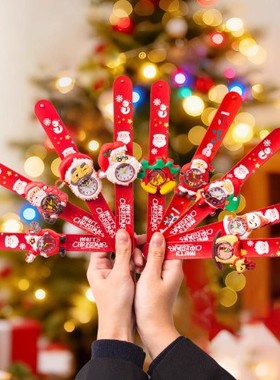 丝印圣诞啪啪圈手环小朋友节日装饰拍拍圈圣诞节派对童趣玩具手环