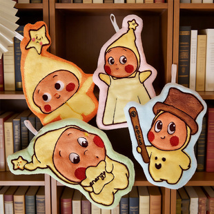 厨房卫生间擦手布可挂式吸水擦手帕卡通创意全身星星人儿童擦手巾