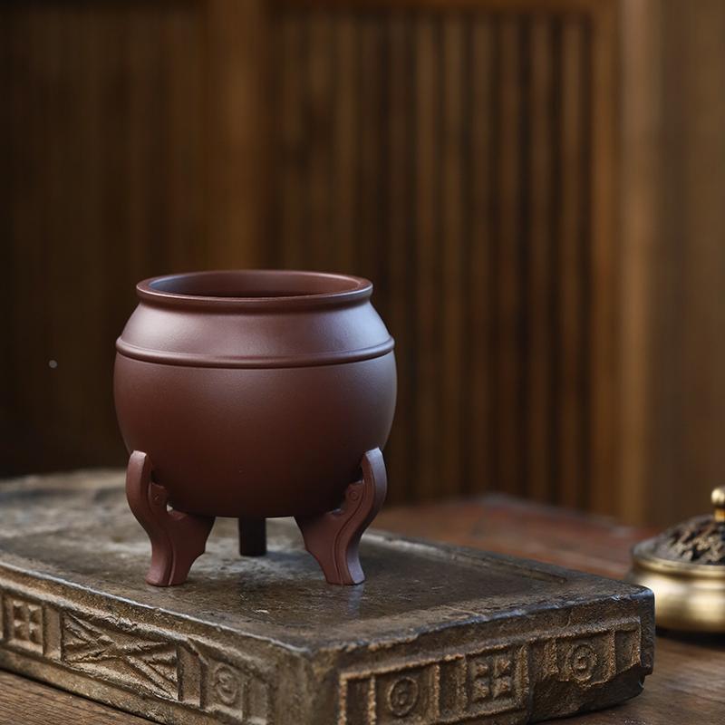 玖紫轩精品紫砂花盆何首乌仙人球多肉菖蒲绿植花盆桌面中国风香炉