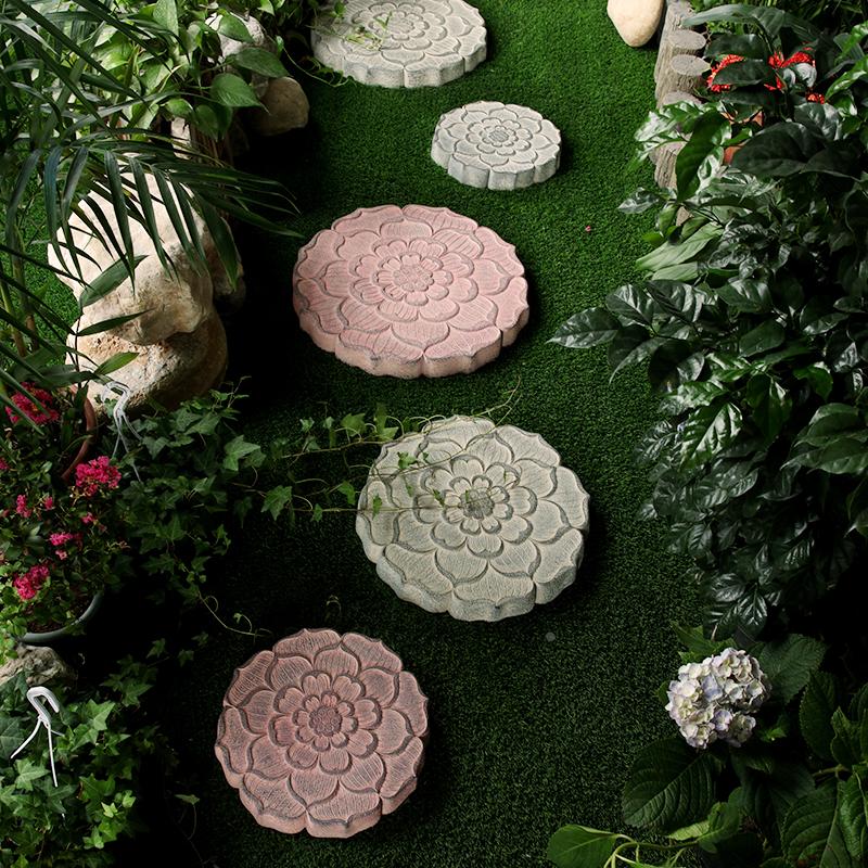 踏步石室外庭院花园脚踏石莲花汀步石中式户外草坪装饰铺路石地砖