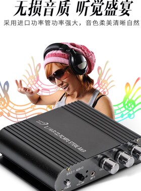 838车载家用超重低音迷你功放机12V家用2.1声道小功放汽车放大器