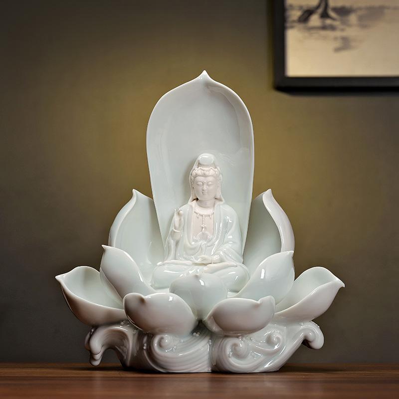 陶瓷西方三圣像摆件阿弥陀佛观音佛像大势至菩萨家居佛堂玄关装饰