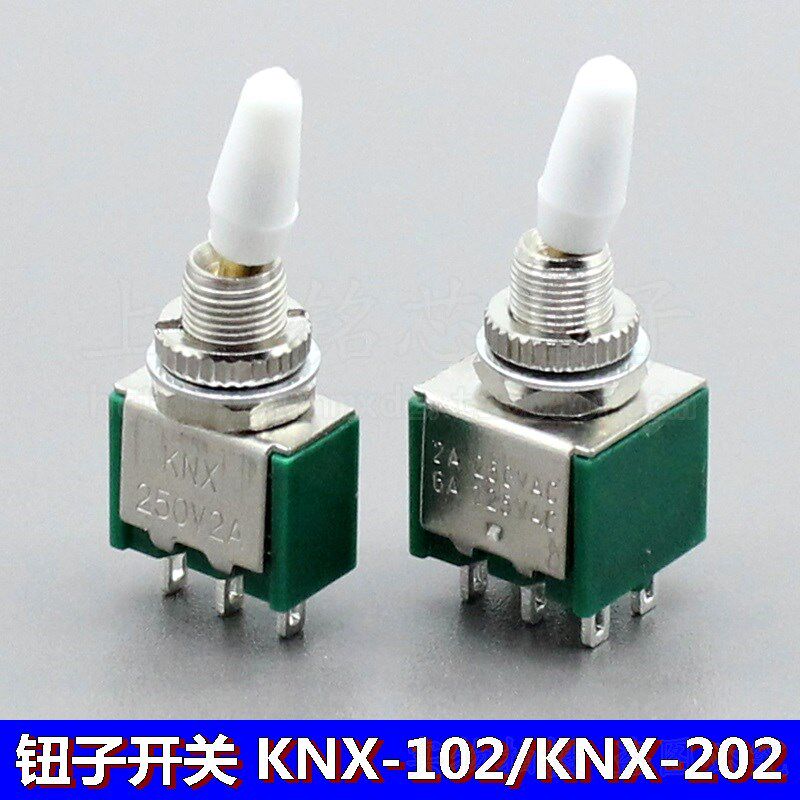 KNX102钮子开关3脚2档1*2拨动开关KNX202小绿开关6脚2挡250V2AM6
