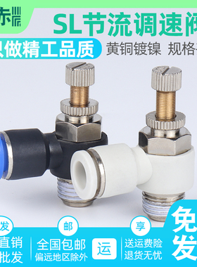 气管快速接头SL接头气动节流阀气缸调速阀SL4/6/8/10/12-M5 01 02