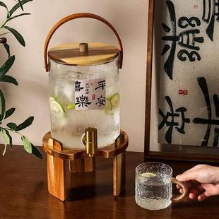 冷水壶玻璃耐高温家用商用大容量柠檬冰茶果汁桶凉 折扣价 日式