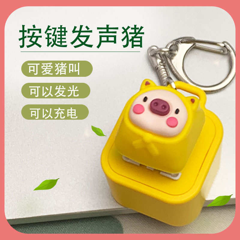 发光发声猪可充电按键解压玩具