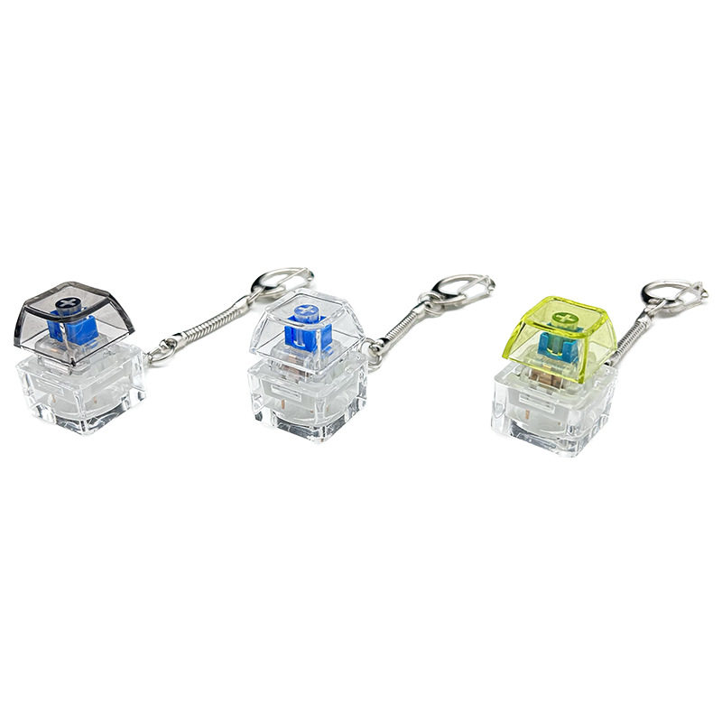 跨境新款PC材质透明多色青轴按键解压玩具键盘钥匙扣背包挂件