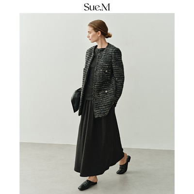 Sue.M 仙气毛绒感千金小香风25秋 定织定染提花织造金银丝外套女