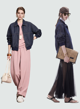 Sue.M BC同源面料亚麻棉牛仔夹克26春新款通勤挺括解构休闲外套女