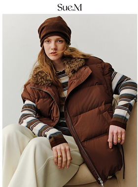 Sue.M 美拉德重磅90白鹅绒羽绒马甲2025冬oversize廓形叠穿鹅绒服