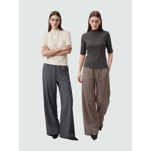 打底衫 半高领羊毛t恤26春H型纸片人软糯短袖 打底BI入五分袖 Sue.M