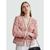 手工粗花呢外套女士 新款 Sue.M 粉雾鎏金ACT3法国进口小香风26春季