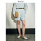 进口色织亚麻条纹短裤 女士 A字高腰时髦通勤法式 Sue.M 直筒裤 子女