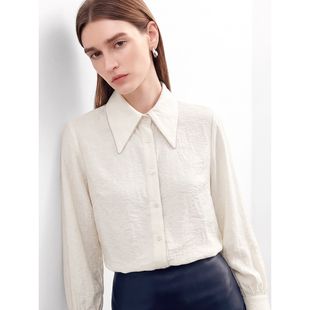 上衣 26春宽松显瘦通勤长袖 Sue.M L&M复刻香风手工坊尖领廓形衬衫