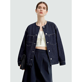 Sue.M 透气通勤宽松短外套女 工装 ROW风圆领明线牛仔外套 26春新款