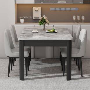 仿实木岩板桌椅餐组桌现代简约轻合奢家用小户型长方形餐吃饭GDT