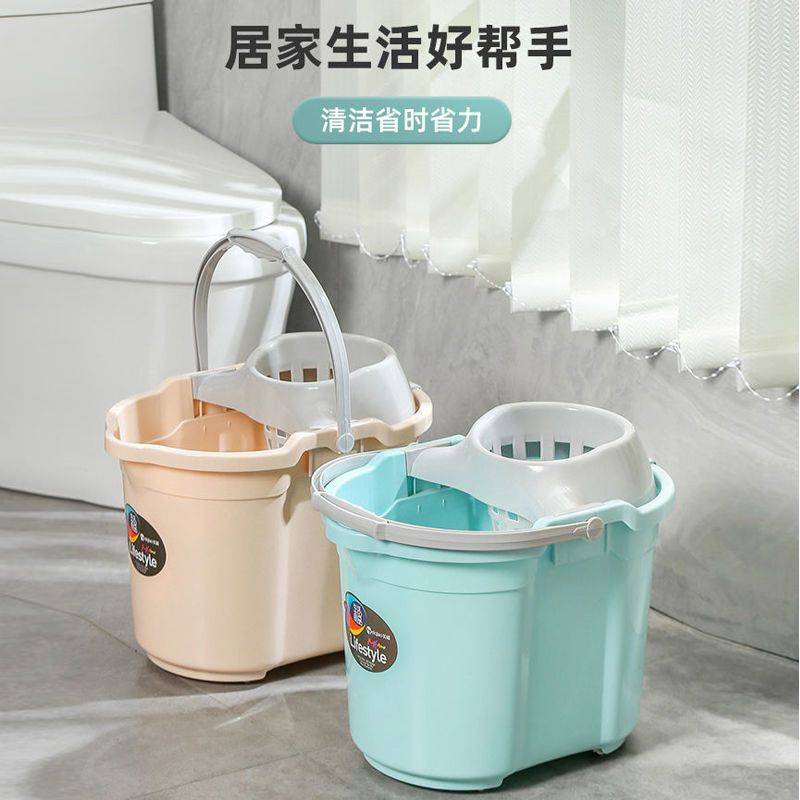 塑料加厚挤手洗懒人家用水桶免水桶旋转手提水桶长方形脱拖把