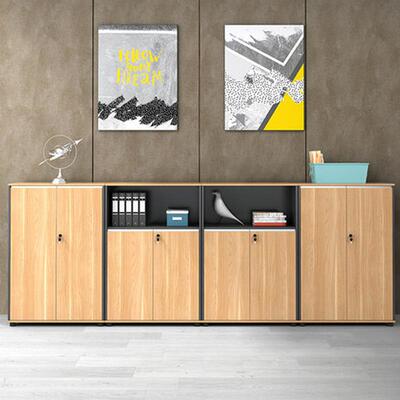 木质矮柜文柜简约现代公物室档YQ220325案柜地柜件带锁储柜组合办