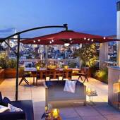 露遮外户太阳能带灯阳伞庭院花园台摆摊IRI休闲家用室外香蕉伞