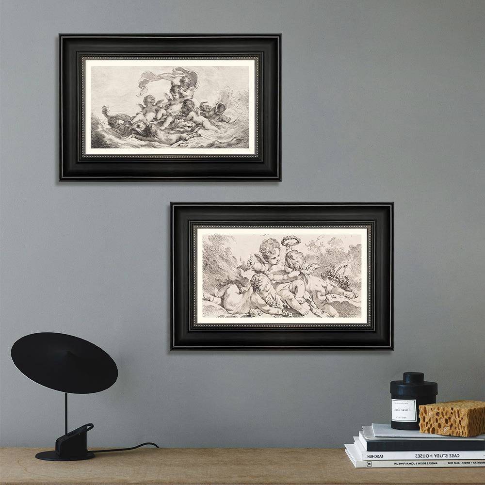 欧式客厅装饰画法式复古挂画餐厅壁画玄关走廊画素描天使艺术画图片