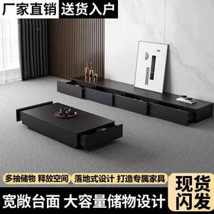 黑色质家用客厅户木型茶几电视柜落地 f889L小柜E电视茶几现代意式