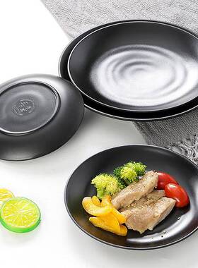 密胺餐具黑色盘子塑料盘骨碟烤碟肉圆盘DYV酒吧小餐吃子碟商用烧