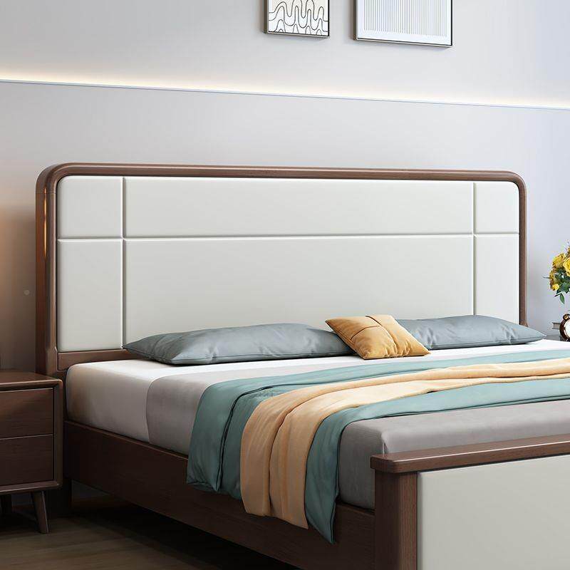 胡桃木实木床卧室大床1主.8x2米轻奢极简双人黑床1单.ROW5米婚床