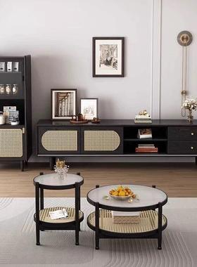 法式复古实LGL木电视家柜合几组客厅用轻奢中古收茶纳储物柜高端