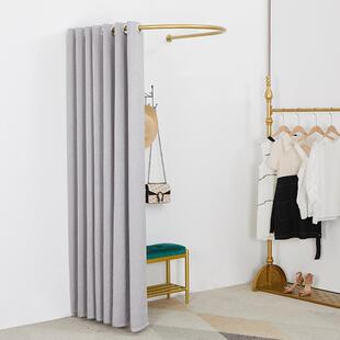 U形铁382艺简易服装店试更衣间隔断帘衣s帘移动换衣j间轨道y门帘