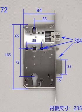 指纹专用双活双快7255锁防/6H72ST055/6072分锁火门锁304智体能锁