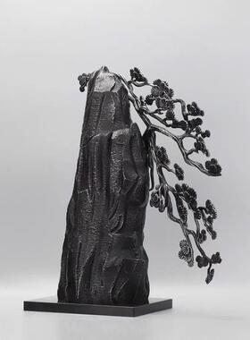 中式铁新艺假山迎客松板软装底饰品大石座酒理柜BJ1318客厅玄关酒