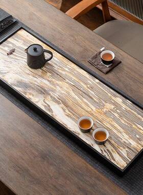 天盘然木化石石23822-00茶家用乌金石茶海托盘高端轻新中式办公头