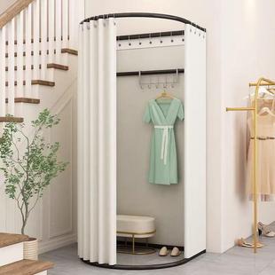 服装店商场移试衣间门市更衣室展帘333示动架便简捷式落地布换衣